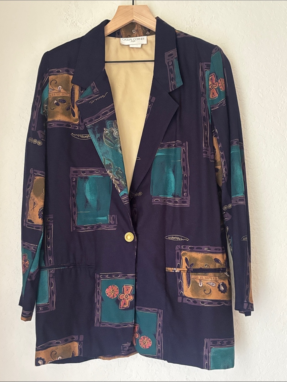 VIntage CASUAL CORNER soft dressing navy geometric blazer size M